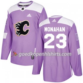 Calgary Flames Sean Monahan 23 Adidas 2017-2018 Purper Fights Cancer Practice Authentic Shirt - Mannen